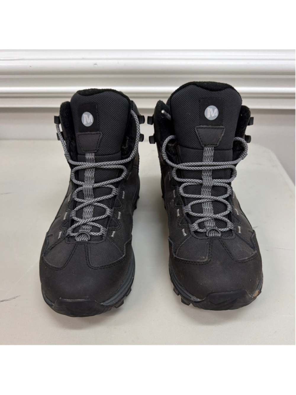 Merrill Thermo Chill Mid Waterproof Hiking Boots Womens S 10 in Black! - Picture 2 of 9